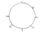 Finejewelers Sterling Silver 10 Inches 3 Peace Signs Adjustable Ankle Bracelet