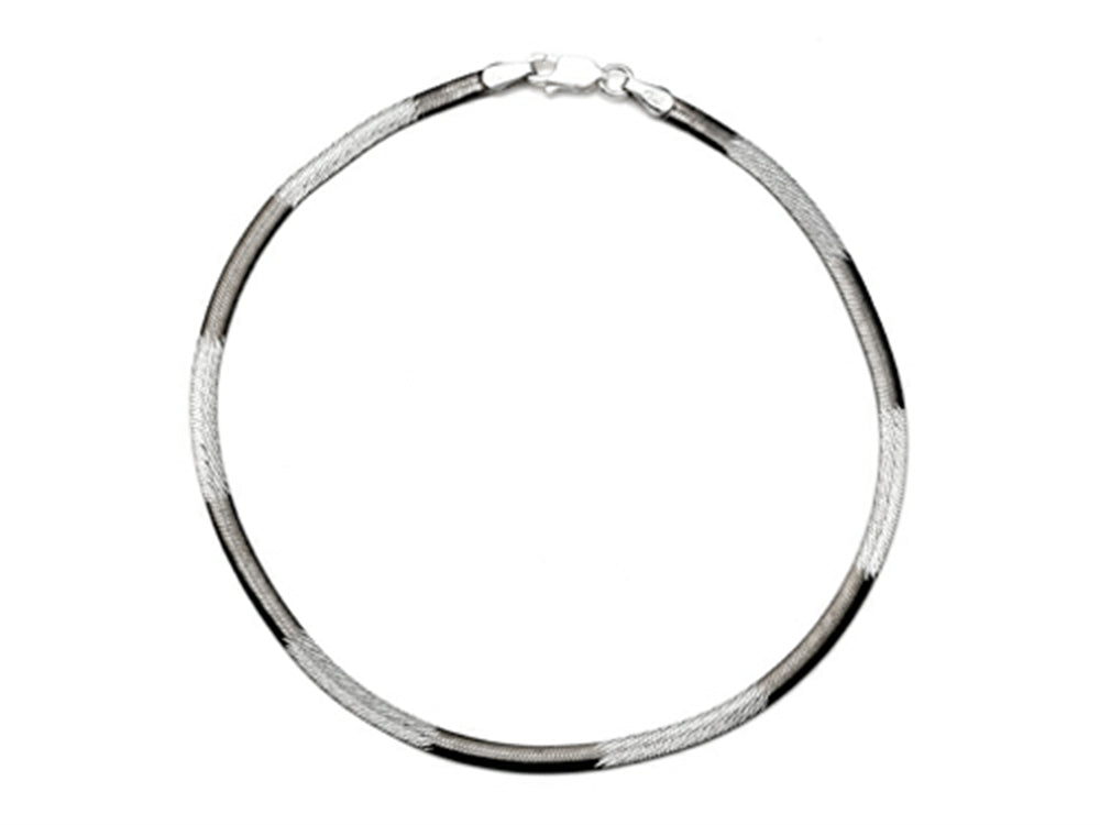 Finejewelers 10 Inches Flat Snake Ankle Bracelet with Black Rhodium