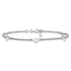 Finejewelers Sterling Silver 10 Inches 5 Hearts Ankle Bracelet