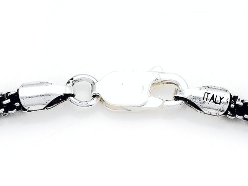 Finejewelers Sterling Silver with Black Rhodium 10 Inches Compress Cable Twist Ankle Bracelet