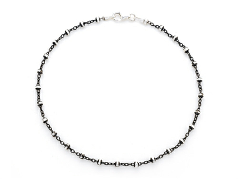 Finejewelers 10 Inches Bead Ankle Bracelet with Black Rhodium