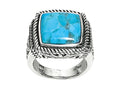 Finejewelers Sterling Silver Square Simulated Turquoise Ring