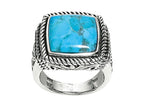 Finejewelers Sterling Silver Square Simulated Turquoise Ring