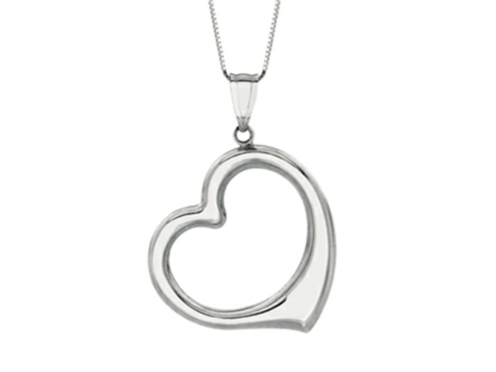 Finejewelers 14K White Gold Open Heart Pendant Necklace on a 18 Inch Chain