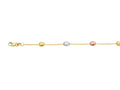 Finejewelers 14K Yellow Gold 10 Inch Tri-Color Textured Tube Pebble Anklet with Lobster Clasp