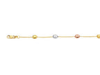 Finejewelers 14K Yellow Gold 10 Inch Tri-Color Textured Tube Pebble Anklet with Lobster Clasp