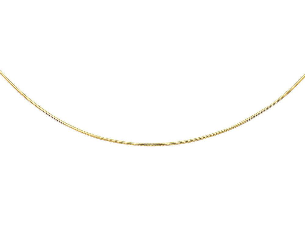 Finejewelers 14k Yellow Gold 18 Inch Bright Cut 7 Grams 1.5 mm Round Omega Necklace Lobster Clasp