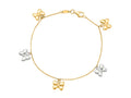Finejewelers 14K Yellow Gold 7.25 Inch Two Tone Dangle Multi Butterfly Bracelet with Pear Shape Clasp