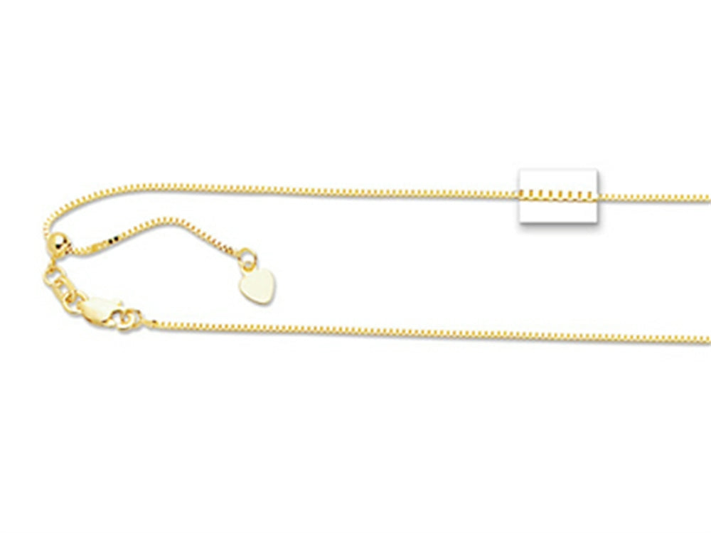 Finejewelers 14K Yellow Gold 22 Inch bright-cut Adjustable Box Chain Necklace Lobster Clasp and Small Heart Charm