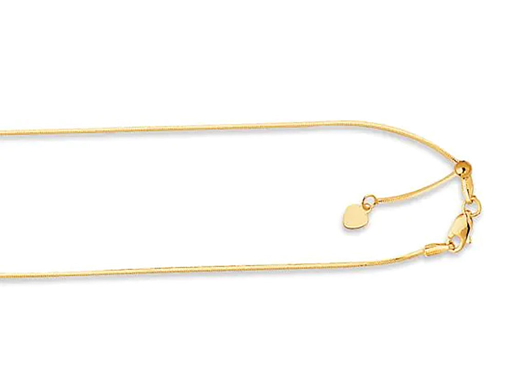 Finejewelers 14K Yellow Gold 22 Inch bright-cut Adjustable Octagon Chain Necklace Lobster Clasp and Small Heart Cha
