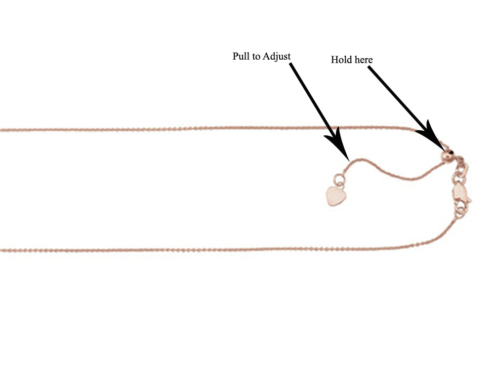 Finejewelers 14K Rose Gold 22 Inch Adjustable Cable Chain Necklace Lobster Clasp Small Heart Charm