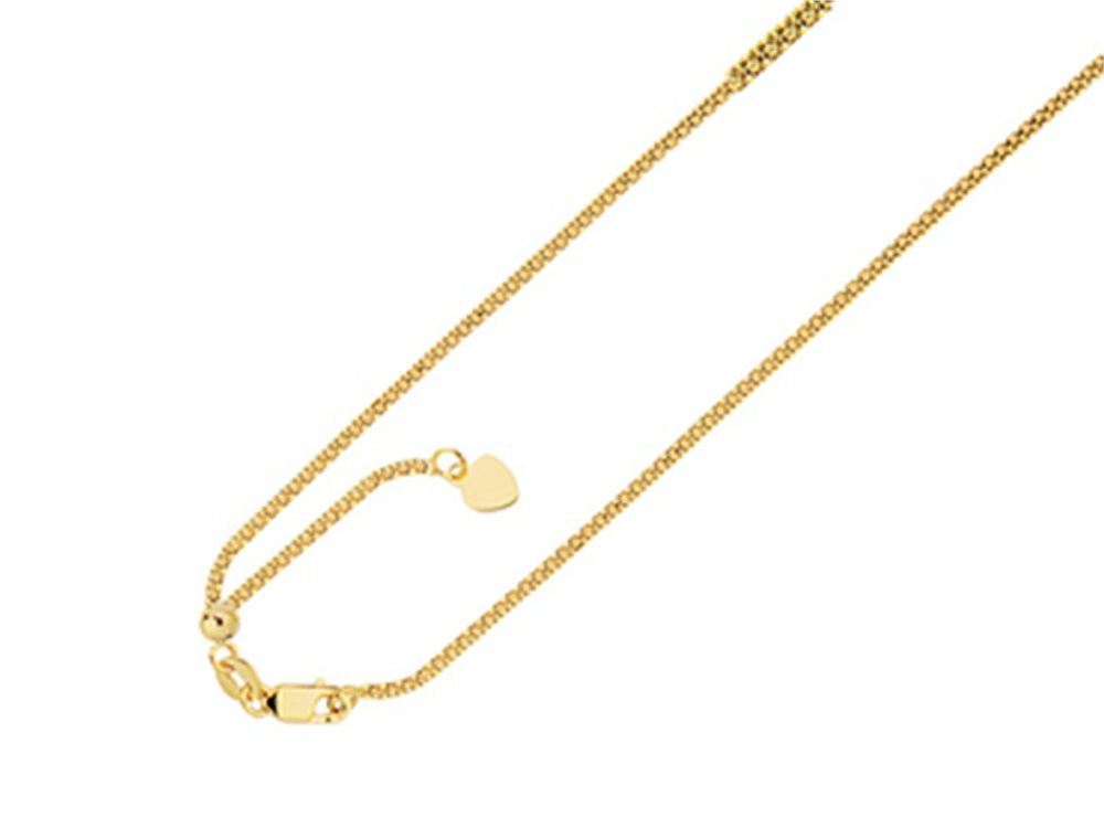 Finejewelers 14K Yellow Gold 22 Inch bright Adjustable Popcorn Chain Necklace Lobster Clasp Heart Charm