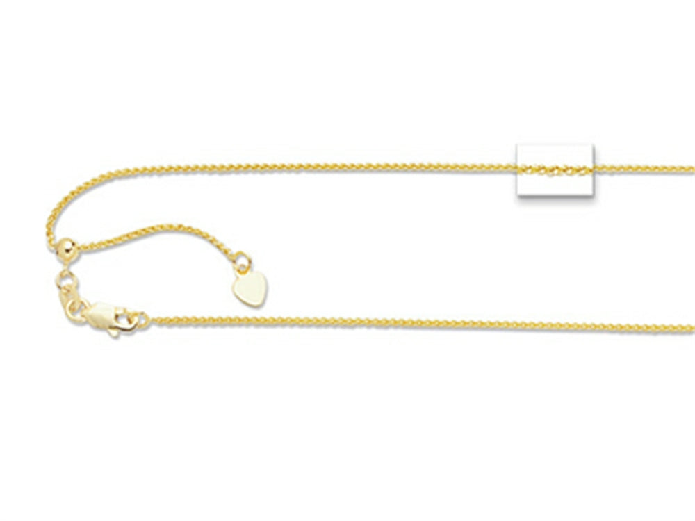 Finejewelers 14K Yellow Gold 22 Inch Adjustable Round Wheat Chain Necklace Lobster Clasp Small Heart