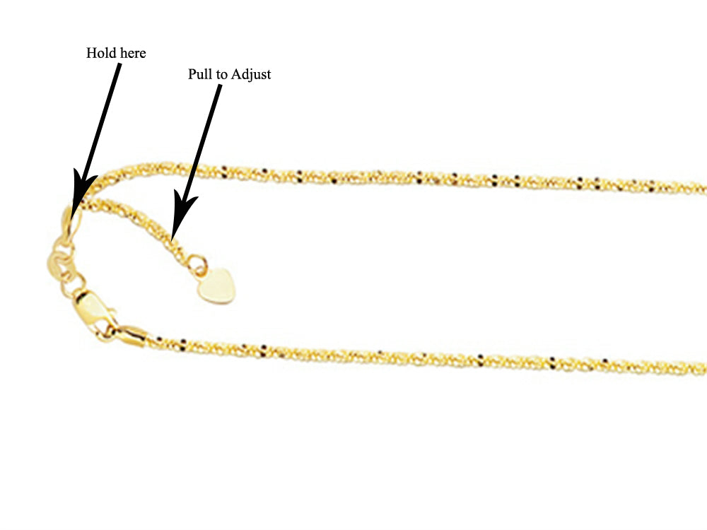 Finejewelers 14K Yellow Gold 22 Inch bright-cut Adjustable Sparkle Chain Necklace Lobster Clasp Heart Cha