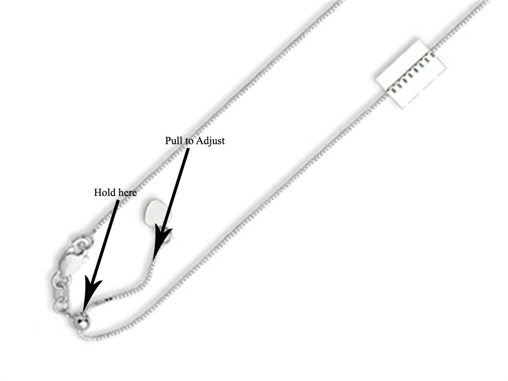 Finejewelers 14k White Gold 22 Inch bright Adjustable Box Chain Necklace Lobster Clasp Small Heart Charm