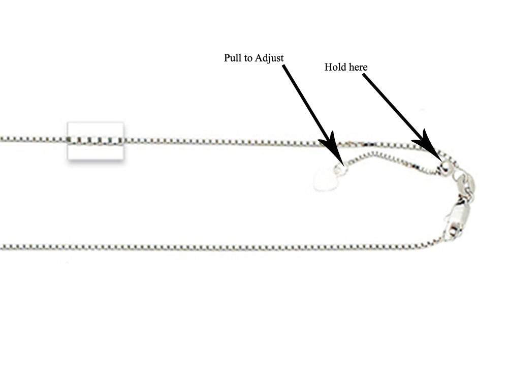 Finejewelers 14k White Gold 22 Inch bright Adjustable Box Chain Necklace Lobster Clasp Small Heart Charm