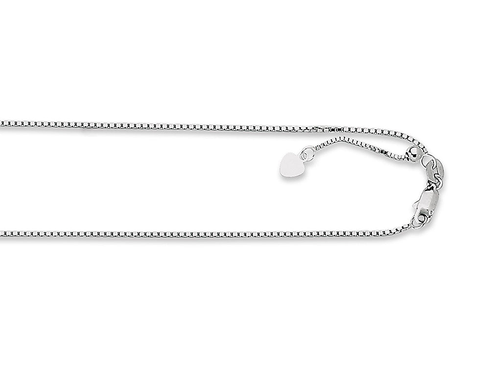 Finejewelers 14k White Gold 22 Inch bright Adjustable Box Chain Necklace Lobster Clasp Small Heart Charm