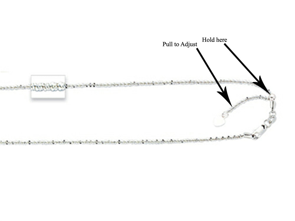Finejewelers 14k White Gold 22 Inch Adjustable Sparkle Chain Necklace Lobster Clasp Small Heart Charm