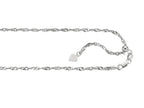 Finejewelers 14k White Gold 22 Inch bright Adjustable Singapore Chain Necklace Lobster Clasp Small Heart