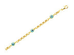 Finejewelers 14K Yellow Gold 5.5 Inch Evil Eye Childrens Bracelet with Pear Shape Clasp