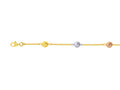 Finejewelers 14K Yellow Gold 7 Inch Tri-Color Textured Tube Pebble Bracelet with Pear Shape Clasp