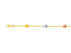 Finejewelers 14K Yellow Gold 7 Inch Tri-Color Textured Tube Pebble Bracelet with Pear Shape Clasp
