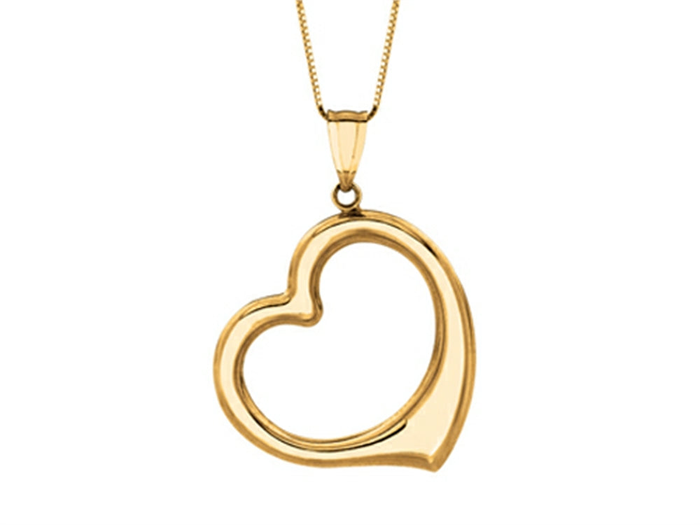 Finejewelers 14K Yellow Gold Open Heart Pendant Necklace on a 18 Inch Chain