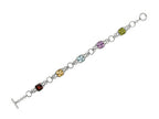 Finejewelers Rhodium Plated 7.5 Inch Alternate link Bracelet with Garnet, Citrine, Blue Topaz, Amethyst, and Peridot Sto