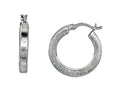 Finejewelers Rhodium Plated Textured Stardust Bright Cut Roud Hoop Earrings
