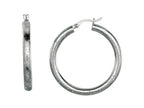 Finejewelers Sterling Silver with Rhodium Textured Stardust Bright Cut Roud Hoop Earrings