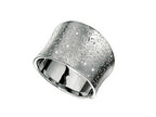 Finejewelers Rhodium Plated Textured Stardust Bright Cut 14 mm Wide Concave Ring