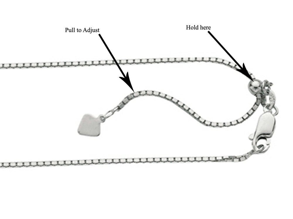 Finejewelers Sterling Silver 22 Inch Adjustable Box Chain Necklace Lobster Clasp Small Heart Charm