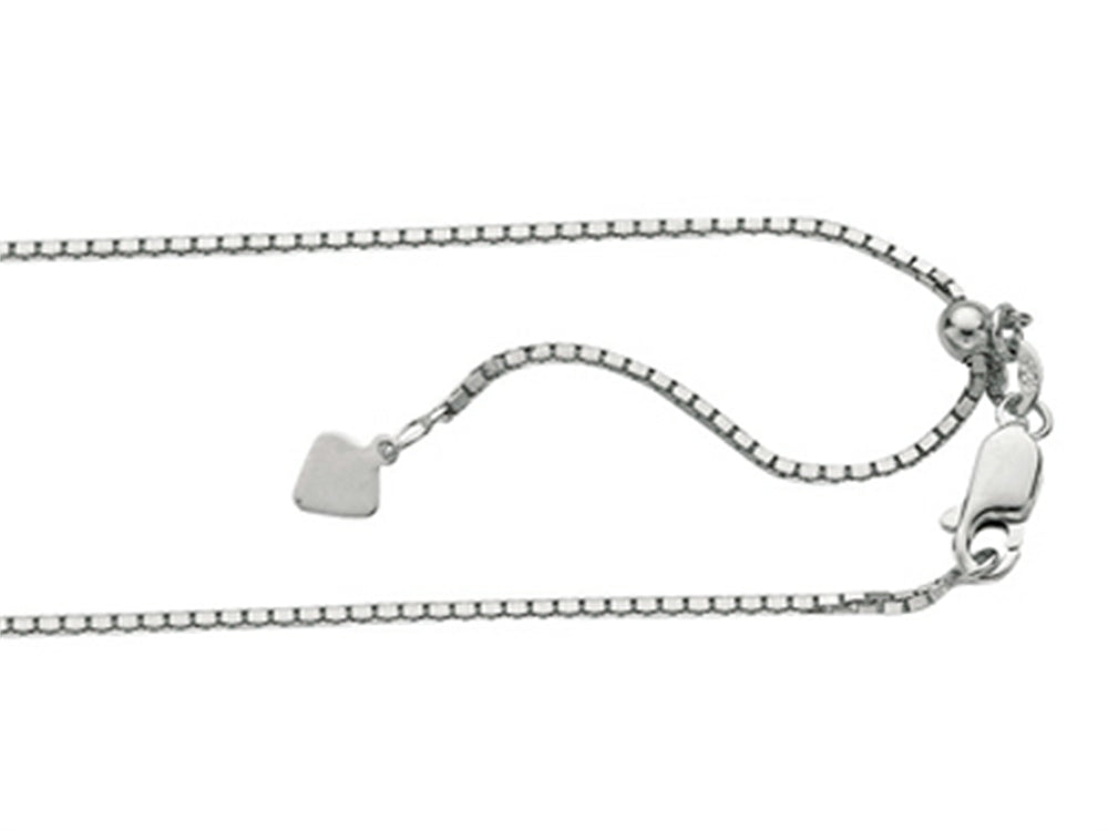 Finejewelers Sterling Silver 22 Inch Adjustable Box Chain Necklace Lobster Clasp Small Heart Charm