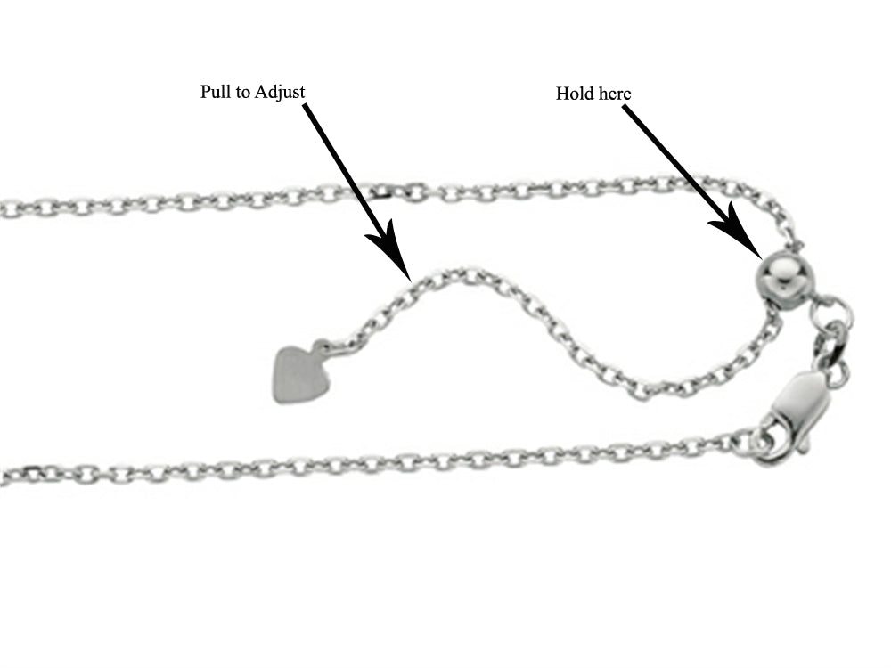 Finejewelers Rhodium Plated 22 Inch Adjustable Cable Chain Necklace Lobster Clasp Small Heart Charm