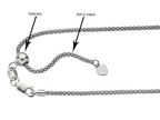 Finejewelers Rhodium Sterling Silver 22 Inch Adjustable Popcorn Chain Necklace Lobster Clasp Heart Charm