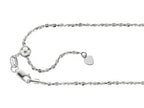 Finejewelers Rhodium Plated 22 Inch bright-cut Adjustable Piatto Chain Necklace Lobster Clasp and Small Heart Charm