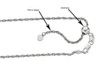Finejewelers Rhodium Plated 22 Inch bright-cut Adjustable Rope Chain Necklace Lobster Clasp Heart Charm