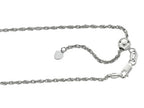 Finejewelers Rhodium Plated 22 Inch bright-cut Adjustable Rope Chain Necklace Lobster Clasp Heart Charm