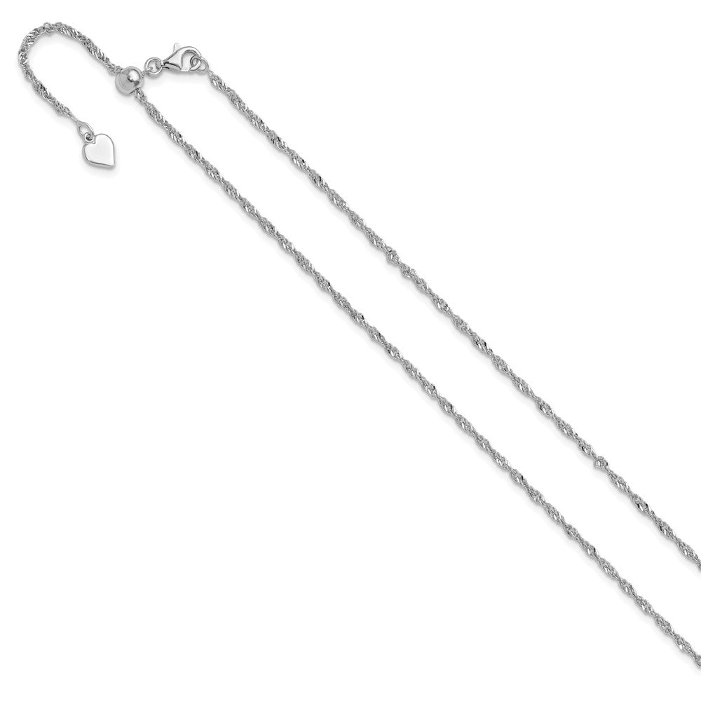 Finejewelers Rhodium Plated 22 Inch Adjustable Sparkle Chain Necklace Lobster Clasp Small Heart Charm