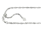 Finejewelers Rhodium Plated 22 Inch bright-cut Adjustable Singapore Chain Necklace Lobster Clasp Heart Charm