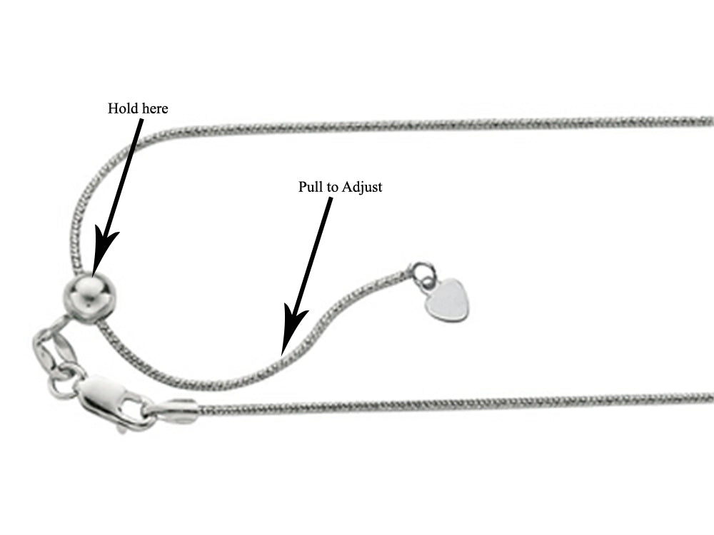 Finejewelers Rhodium Plated 22 Inch bright-cut Adjustable Snake Chain Necklace Lobster Clasp Heart Charm