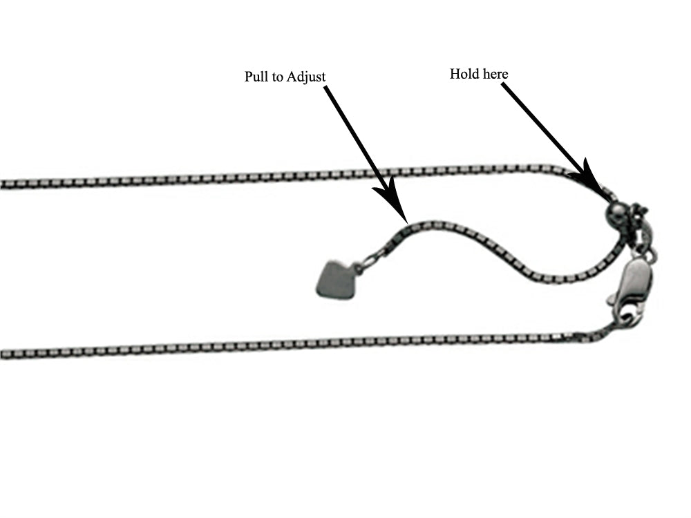 Finejewelers Ruthenium Plated 22 bright-cut Adjustable Box Chain Necklace Lobster Clasp w Heart Charm