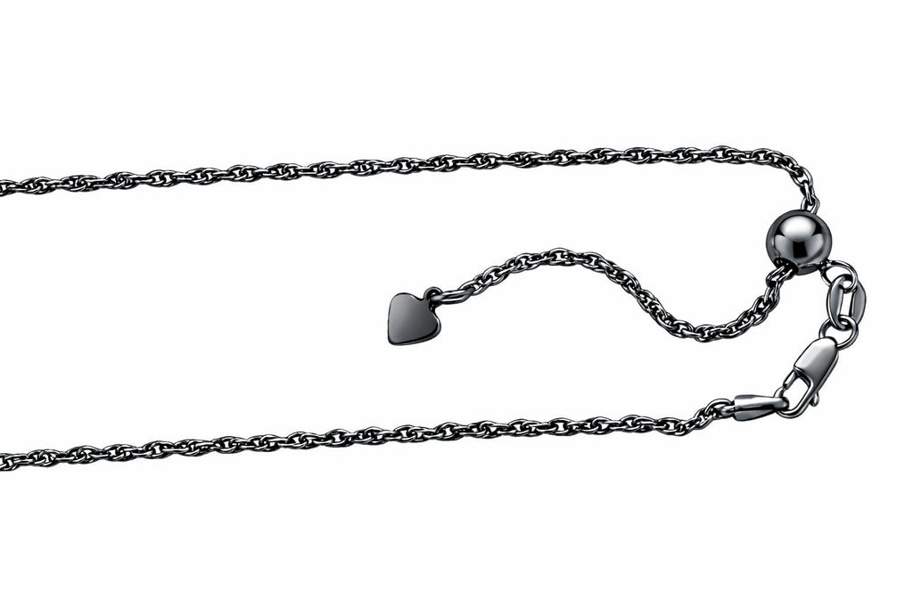 Finejewelers Ruthenium Plated 22 Inch Adjustable Rope Chain Necklace Lobster Clasp Small Heart Charm