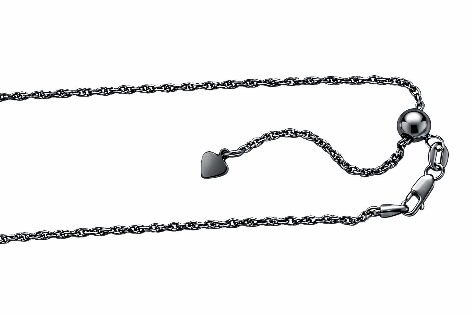 Finejewelers Ruthenium Plated 22 Inch Adjustable Rope Chain Necklace Lobster Clasp Small Heart Charm