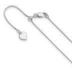 Finejewelers Rhodium Plated 22 Inch x 0.85mm Adjustable Box Chain Necklace Lobster Clasp and Small Heart Charm
