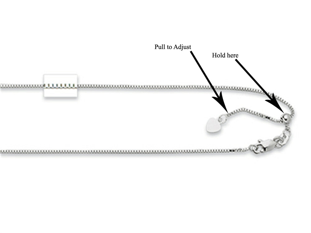 Finejewelers Rhodium Plated 22 Inch bright-cut Adjustable Box Chain Necklace Lobster Clasp Heart Charm