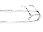 Finejewelers Rhodium Plated 22 Inch bright-cut Adjustable Rope Chain Necklace Lobster Clasp and Small Heart Charm