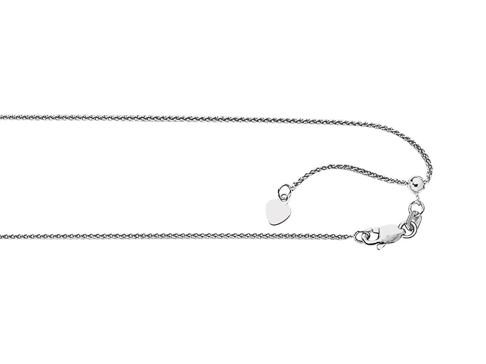 Finejewelers Ruthenium Plated 22 Inch bright-cut Adjustable Spiga Chain Necklace Lobster Clasp and Heart