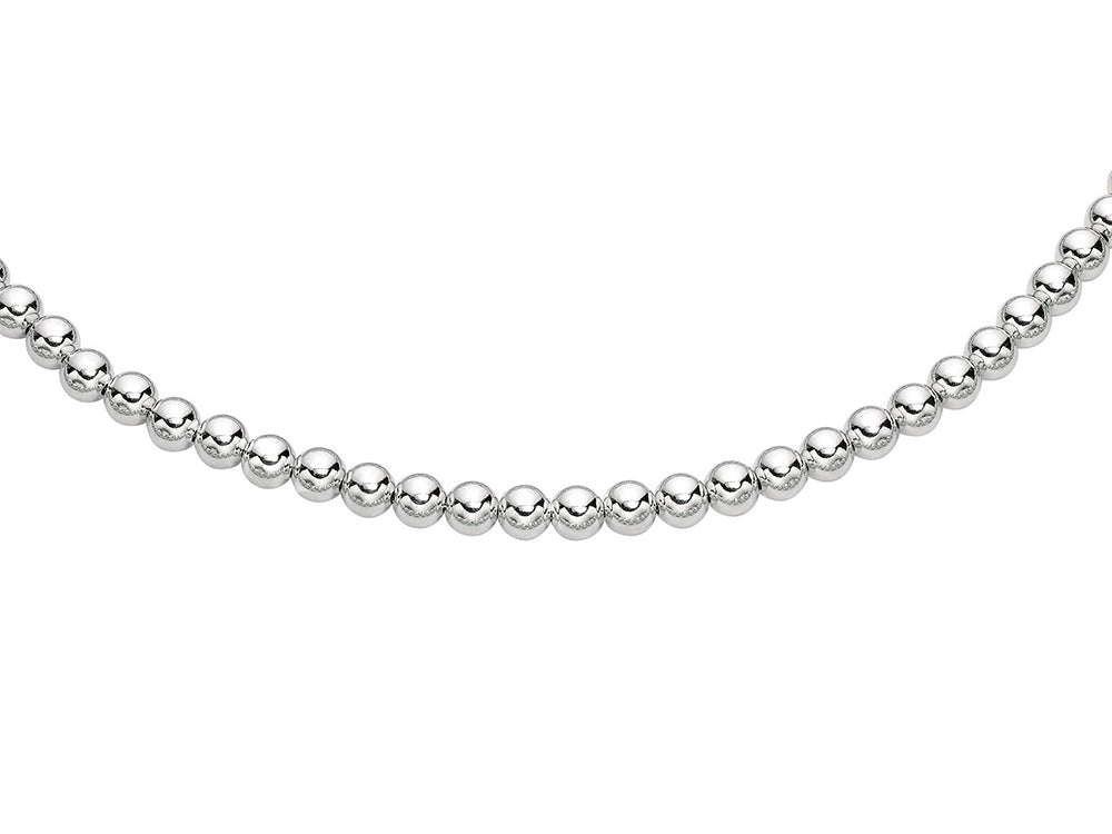 Finejewelers Rhodium Plated 7.5 Inch Round Bead Bracelet with Lobster Clasp