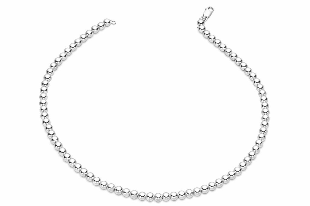 Finejewelers Rhodium Plated 7.5 Inch Round Bead Bracelet with Lobster Clasp